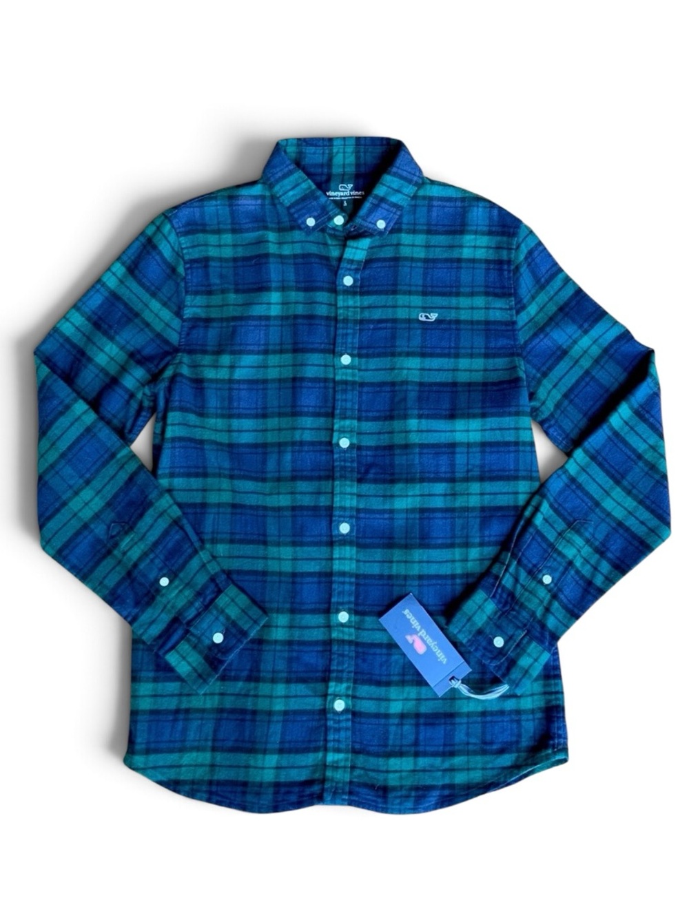 NWT Boy’s Vineyard Vines Black Watch (Charleston Green Plaid) Shirt - Picture 2 of 11